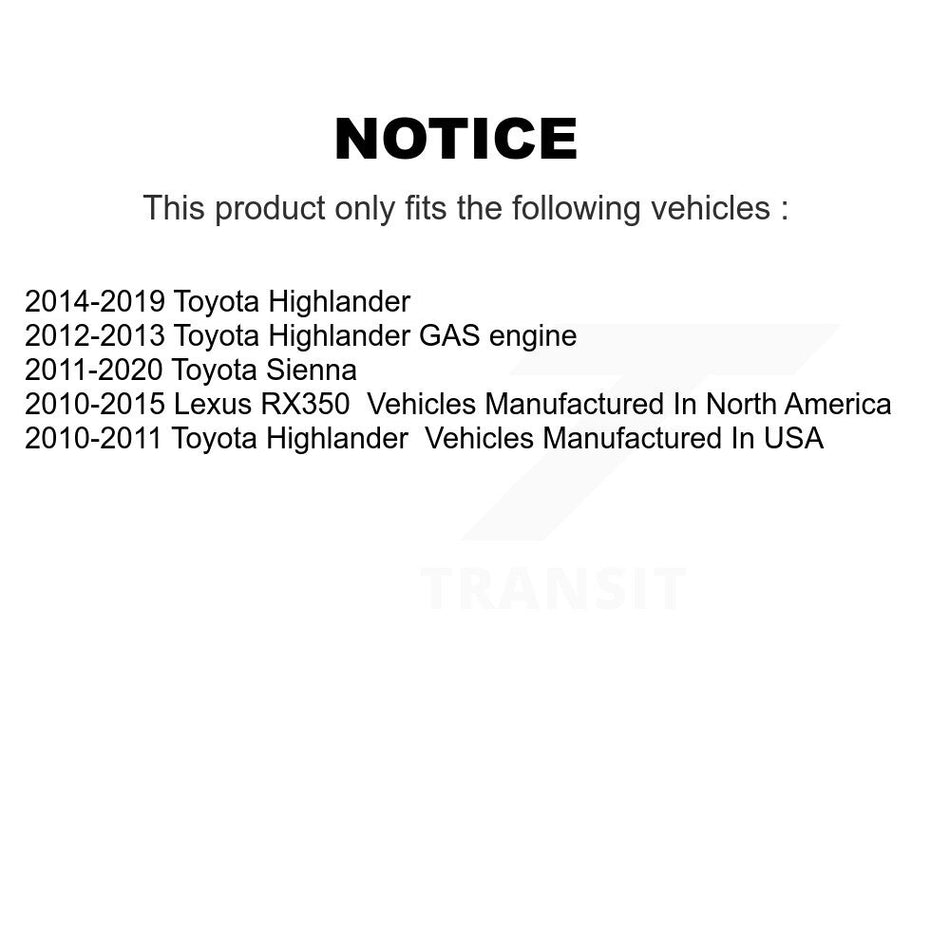 Front Disc Brake Caliper Coated Rotors And Ceramic Pads Kit For Toyota Highlander Sienna Lexus RX350 KCG-100088N