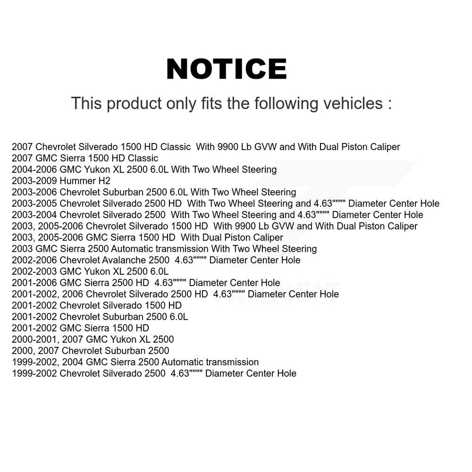 Rear Disc Brake Caliper Coated Rotors And Semi-Metallic Pads Kit For Chevrolet Silverado 2500 HD GMC Sierra Hummer H2 1500 Suburban Yukon XL Avalanche Classic KCG-100090S