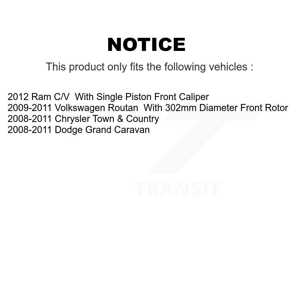Front Brake Caliper Coat Rotor & Ceramic Pad Kit For Dodge Grand Caravan Chrysler Town KCG-100092N