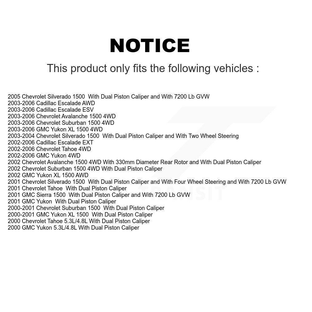 Rear Brake Caliper Coat Rotor Ceramic Pad Kit For Chevrolet Silverado 1500 GMC Avalanche KCG-100095C