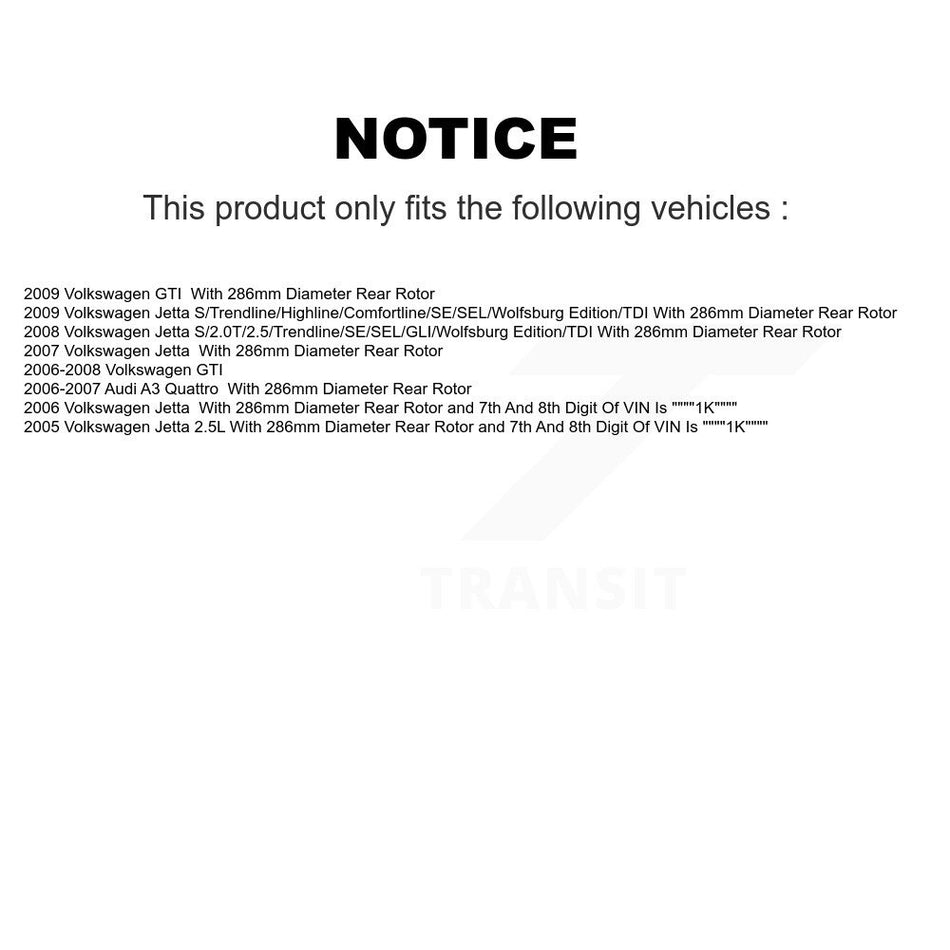 Rear Disc Brake Caliper Coated Rotors And Ceramic Pads Kit For Volkswagen Jetta GTI Audi A3 Quattro KCG-100098T