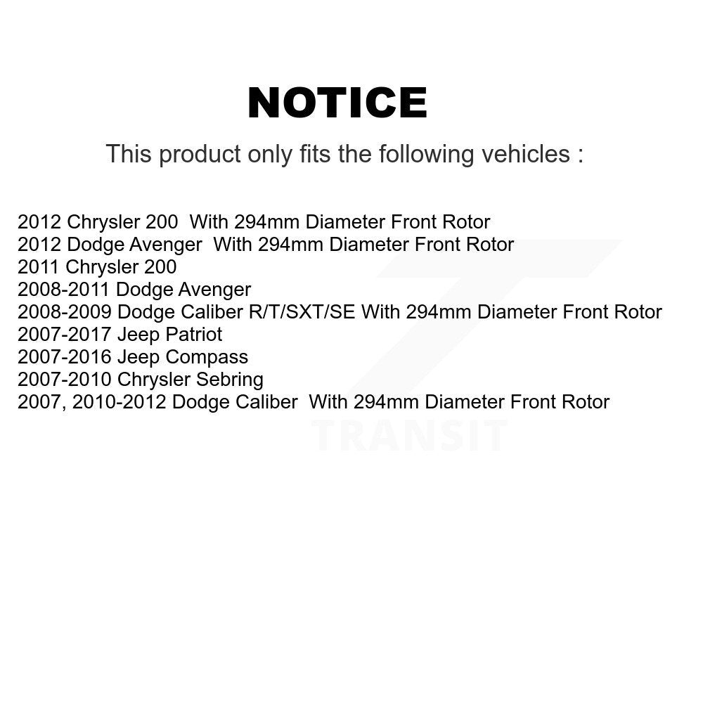 Front Brake Caliper Coat Rotor & Ceramic Pad Kit For Jeep Patriot Dodge Compass Chrysler KCG-100122N