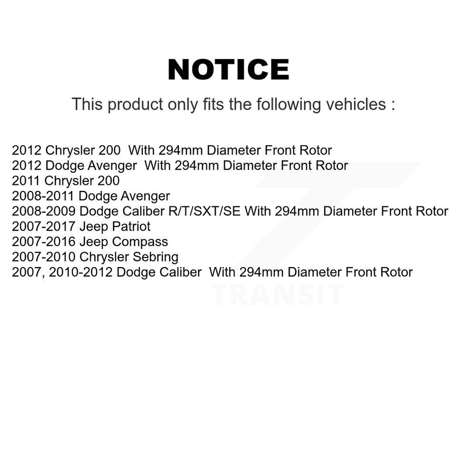 Front Brake Caliper Coat Rotor & Ceramic Pad Kit For Jeep Patriot Dodge Compass Chrysler KCG-100122N