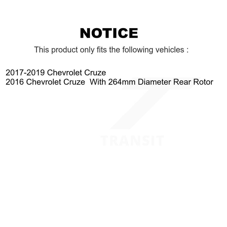 Rear Disc Brake Caliper Coated Rotors And Semi-Metallic Pads Kit For Chevrolet Cruze KCG-100142S