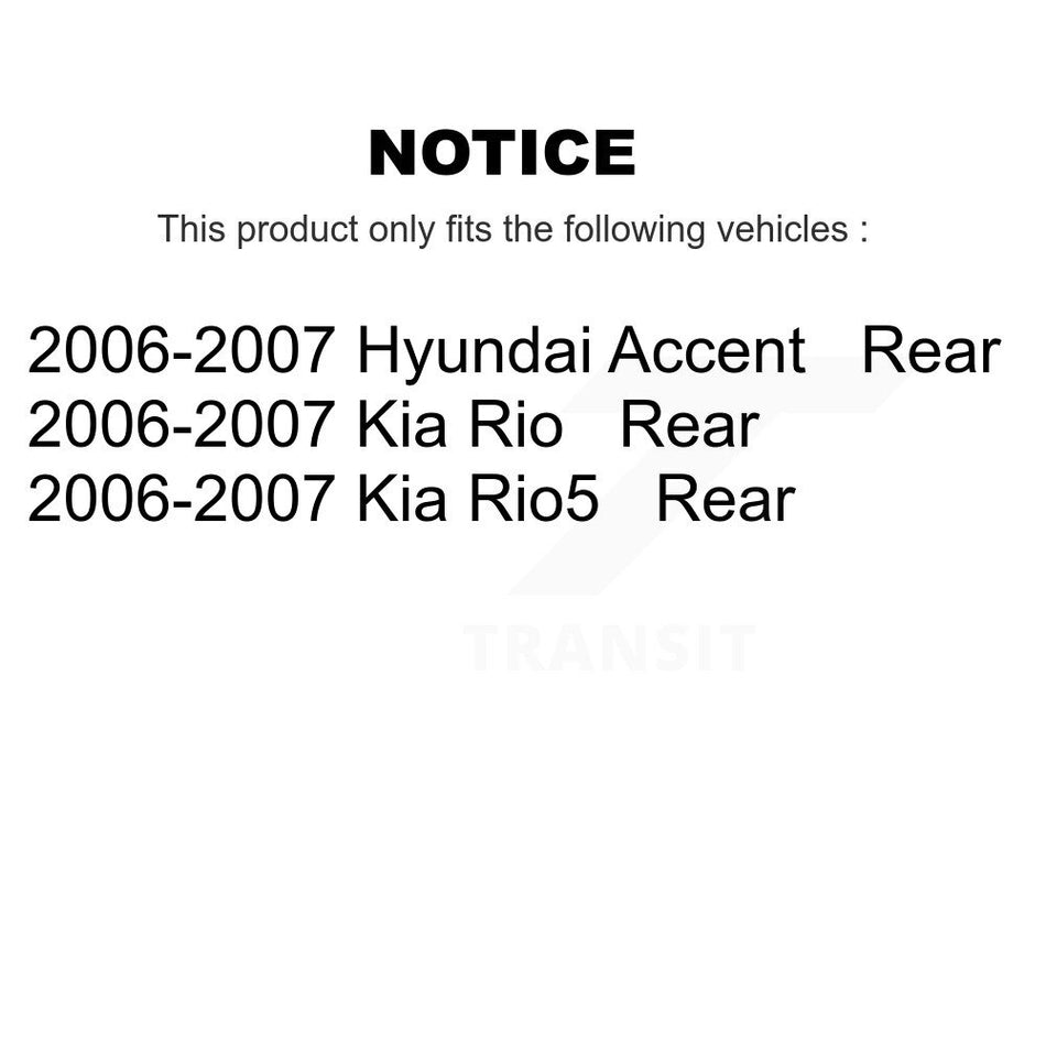 Rear Disc Brake Caliper Coated Rotors And Semi-Metallic Pads Kit For 2006-2007 Hyundai Accent Kia Rio Rio5 KCG-100190S