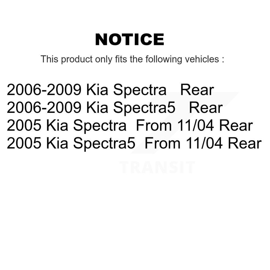 Rear Disc Brake Caliper Coated Rotors And Semi-Metallic Pads Kit For Kia Spectra Spectra5 KCG-100211S