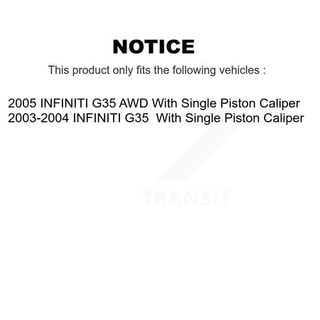 Rear Disc Brake Caliper Coated Rotors And Ceramic Pads Kit For INFINITI G35 KCG-100212T