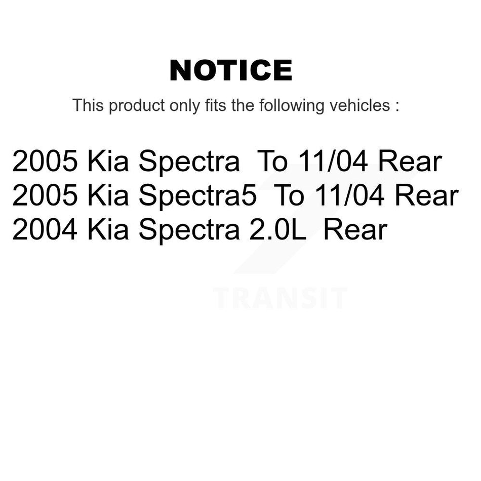 Rear Disc Brake Caliper Coated Rotors And Ceramic Pads Kit For Kia Spectra Spectra5 KCG-100218C