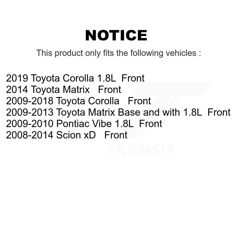 Front Disc Brake Caliper Coated Rotors And Ceramic Pads Kit For Toyota Corolla Scion xD Matrix Pontiac Vibe KCG-100234N