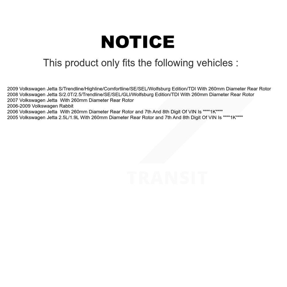 Rear Disc Brake Caliper Coated Rotors And Semi-Metallic Pads Kit For Volkswagen Jetta Rabbit KCG-100234P