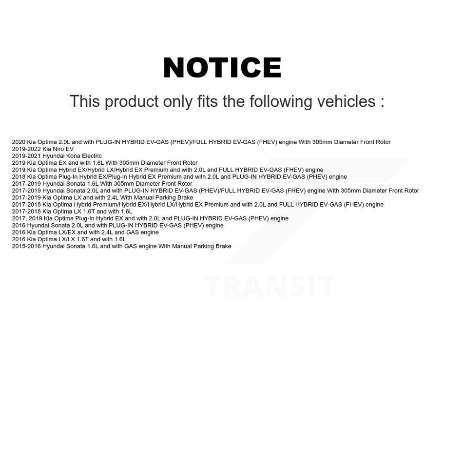 Front Brake Caliper Coat Rotor Ceramic Pad Kit For Hyundai Sonata Kia Kona Electric Niro KCG-100243N