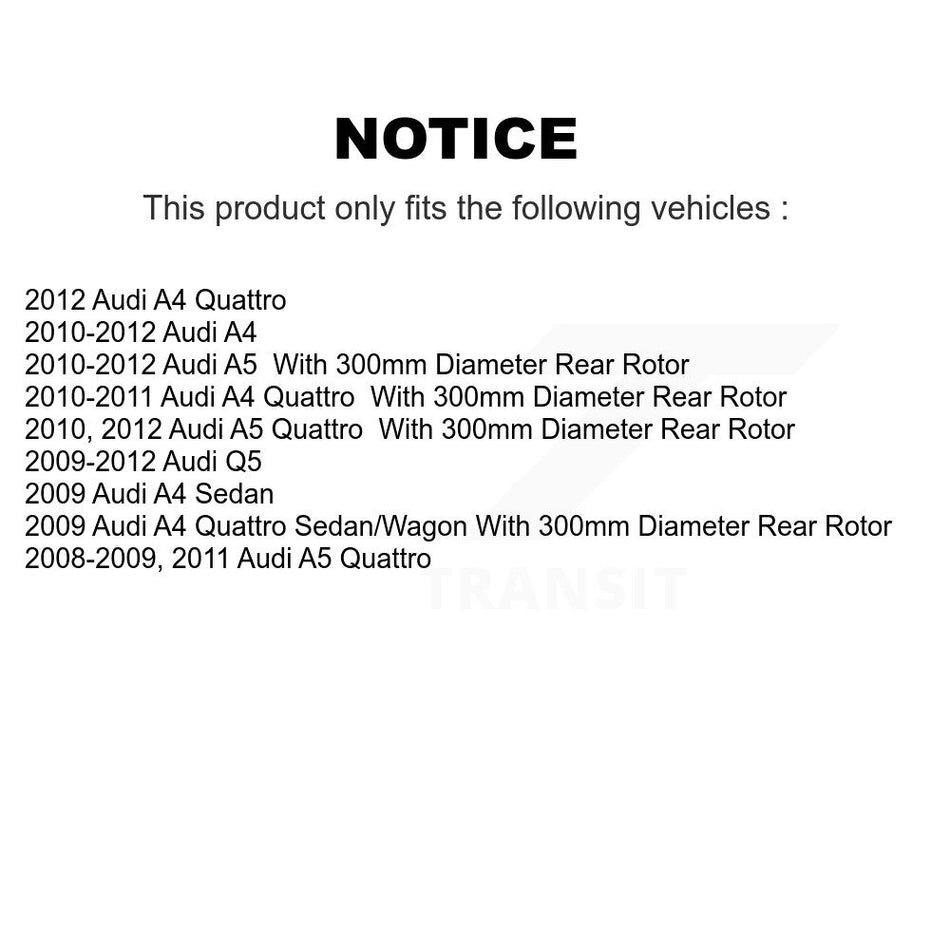 Rear Disc Brake Caliper Coated Rotors And Semi-Metallic Pads Kit For Audi Q5 A4 Quattro A5 KCG-100247S