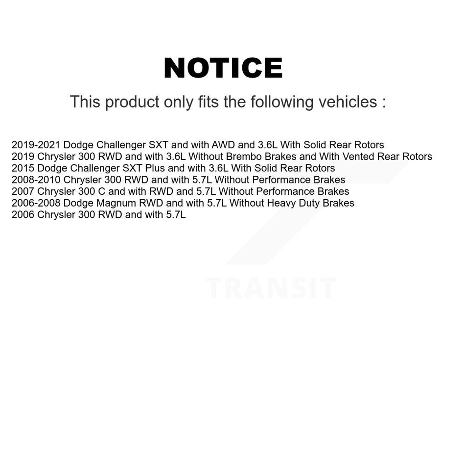 Rear Brake Caliper Coat Rotor & Ceramic Pad Kit For Chrysler 300 Dodge Challenger Magnum KCG-100250T