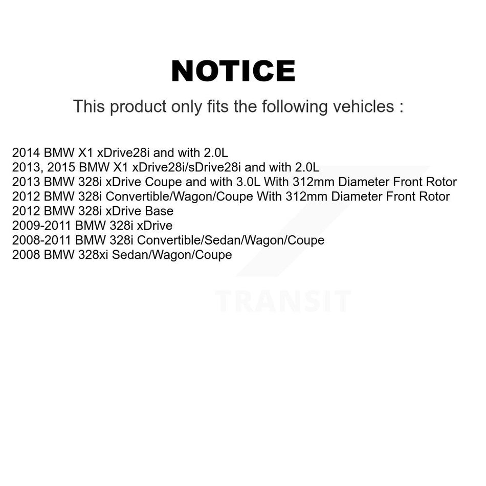 Front Disc Brake Caliper Coated Rotors And Semi-Metallic Pads Kit For BMW 328i xDrive X1 328xi KCG-100260N