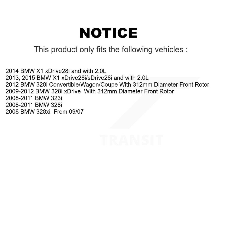 Front Disc Brake Caliper Coated Rotors And Semi-Metallic Pads Kit For BMW 328i xDrive X1 328xi 323i KCG-100262N