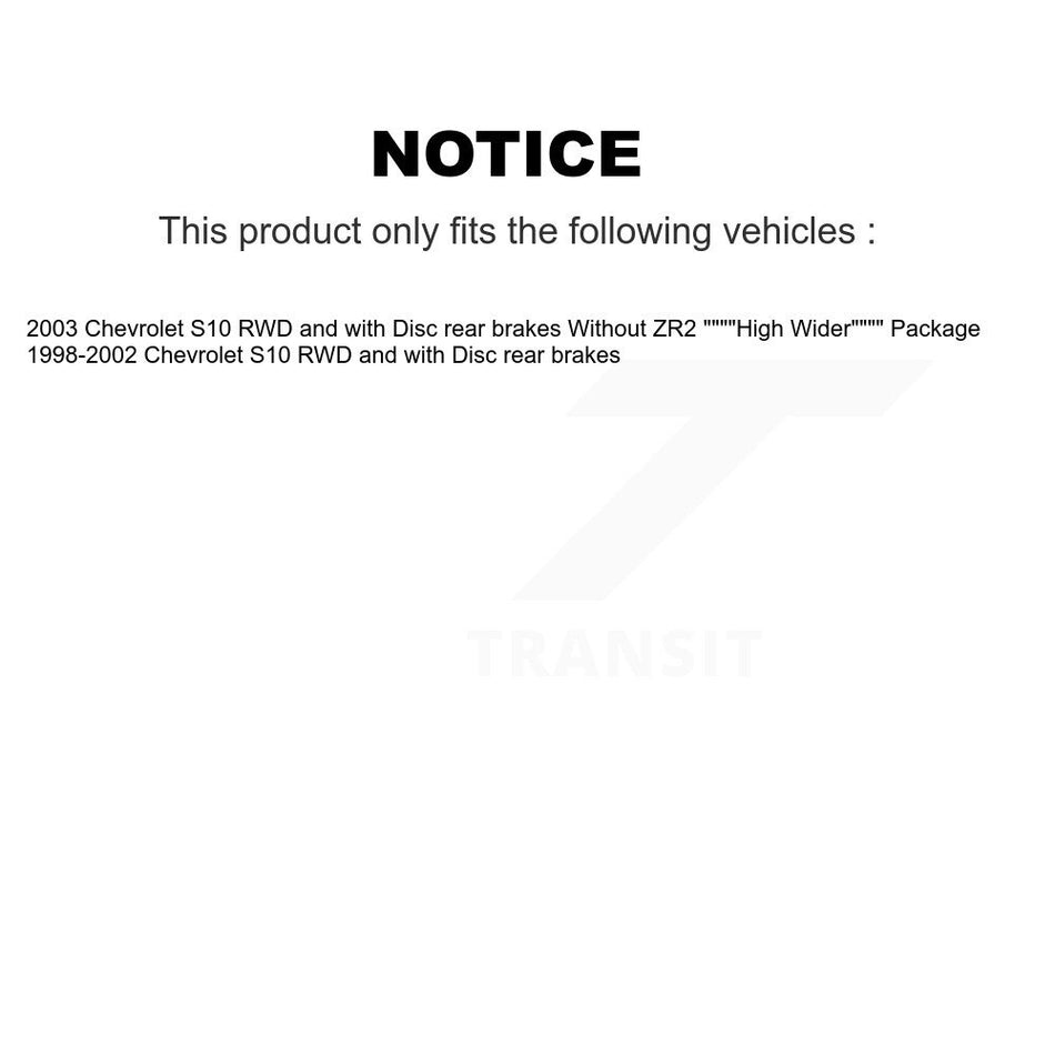 Rear Disc Brake Caliper Coated Rotors And Semi-Metallic Pads Kit For Chevrolet S10 KCG-100266P