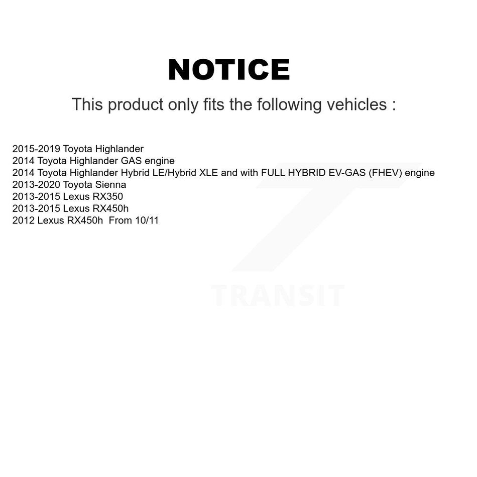 Rear Disc Brake Caliper Coated Rotors And Ceramic Pads Kit For Toyota Highlander Sienna Lexus RX350 RX450h KCG-100323C