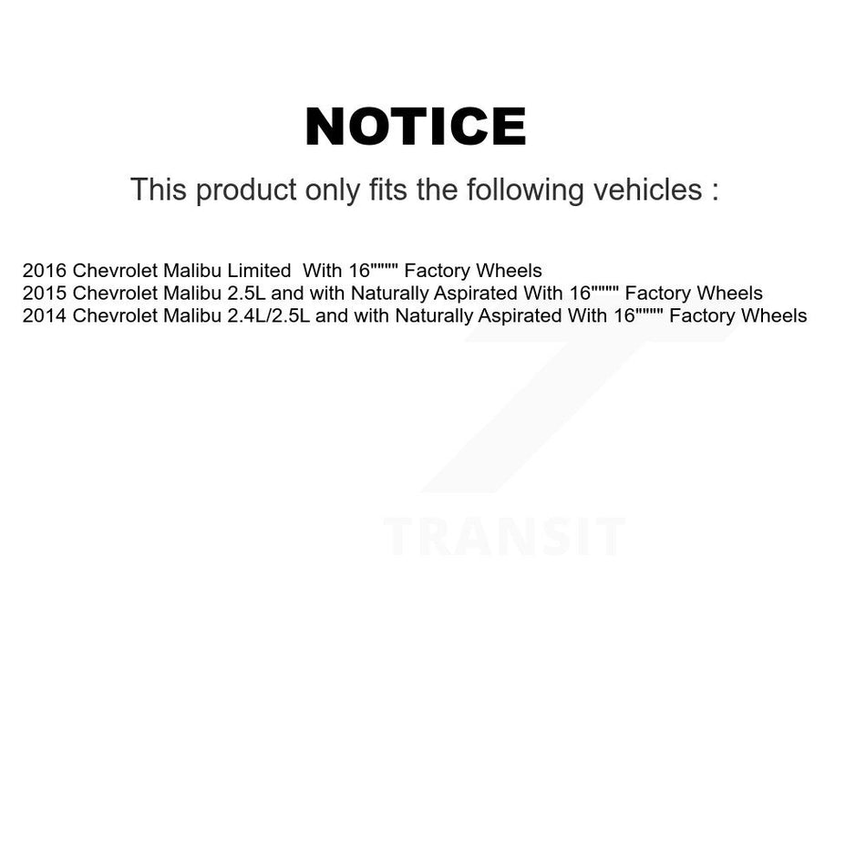 Rear Disc Brake Caliper Coated Rotors And Ceramic Pads Kit For Chevrolet Malibu Limited KCG-100338T
