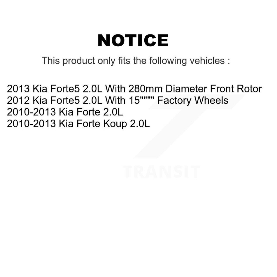 Front Disc Brake Caliper Coated Rotors And Ceramic Pads Kit For Kia Forte Koup Forte5 2.0L KCG-100391N