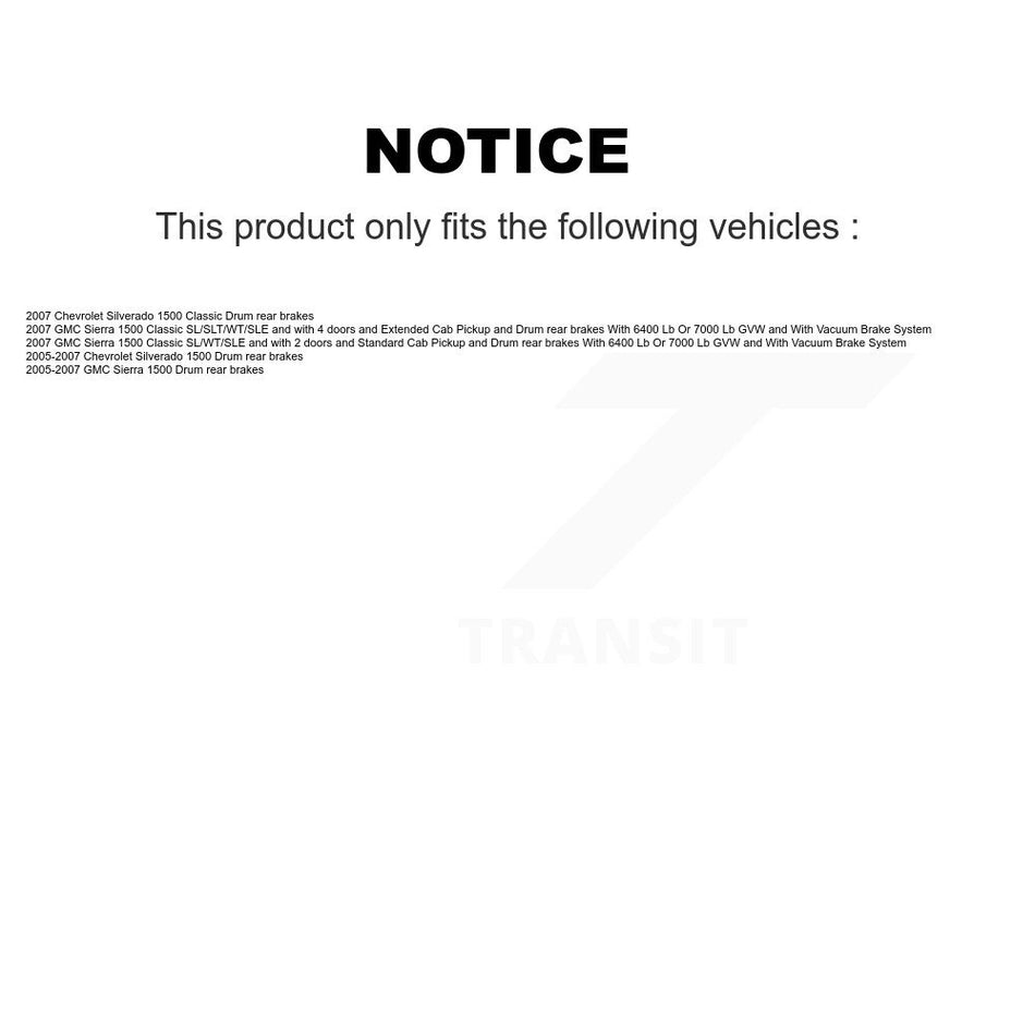 Front Rear Brake Caliper Coated Rotor Drum Semi-Metallic Pad Kit (8Pc) For Chevrolet GMC KCG-100416S