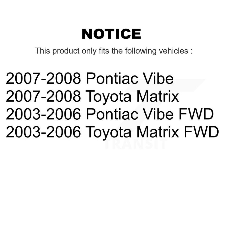 Front Rear Brake Caliper Coated Rotor Drum Semi-Metallic Pad Kit (8Pc) For Toyota Matrix KCG-100432P