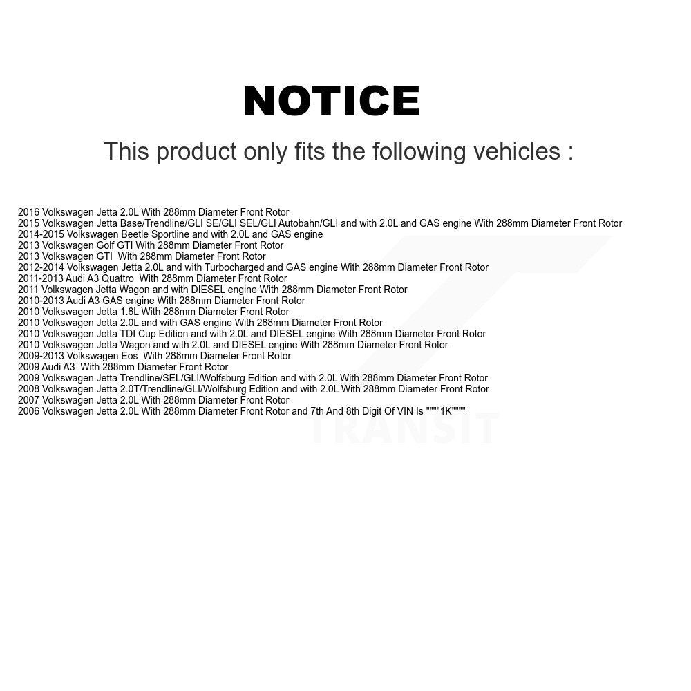 Front Brake Caliper Coat Rotor Semi-Metallic Pad Kit For Volkswagen Jetta Golf Beetle A3 KCG-100451S