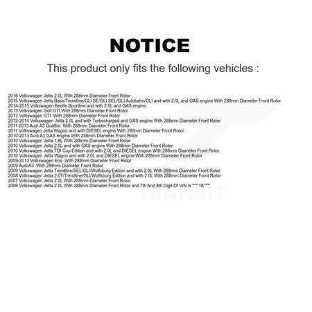 Front Brake Caliper Coat Rotor Semi-Metallic Pad Kit For Volkswagen Jetta Golf Beetle A3 KCG-100451S