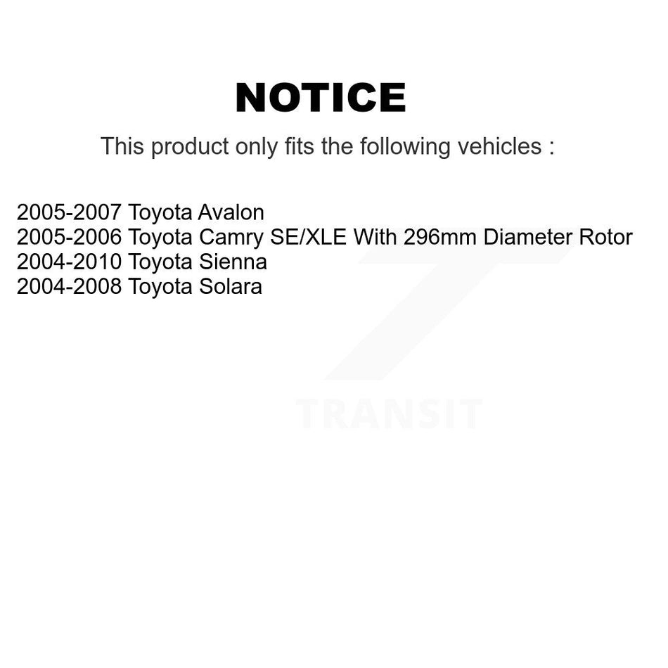 Front Brake Caliper Coat Rotor And Ceramic Pad Kit For Toyota Sienna Camry Solara Avalon KCG-100464N