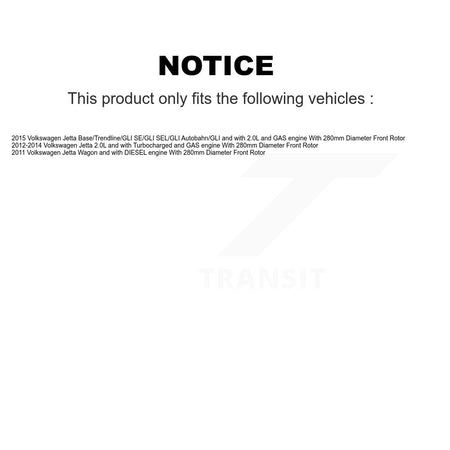 Front Disc Brake Caliper Coated Rotors And Semi-Metallic Pads Kit For Volkswagen Jetta KCG-100468S
