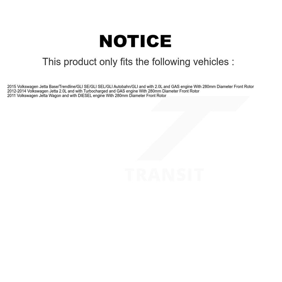 Front Disc Brake Caliper Coated Rotors And Semi-Metallic Pads Kit For Volkswagen Jetta KCG-100468S