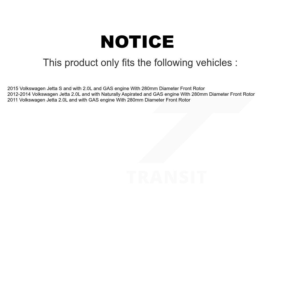 Front Disc Brake Caliper Coated Rotors And Semi-Metallic Pads Kit For Volkswagen Jetta KCG-100470S