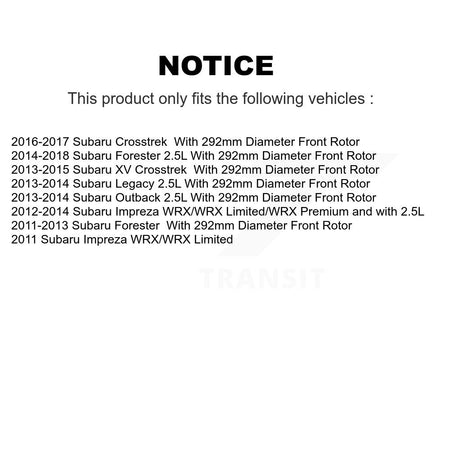 Front Brake Caliper Coat Rotors Ceramic Pad Kit For Subaru Forester Impreza XV Crosstrek KCG-100494T