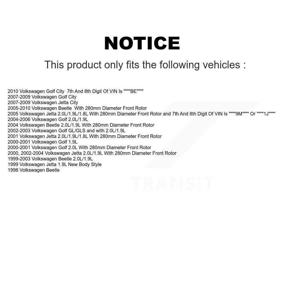 Front Brake Caliper Coat Rotor And Ceramic Pad Kit For Volkswagen Jetta Beetle Golf City KCG-100499C