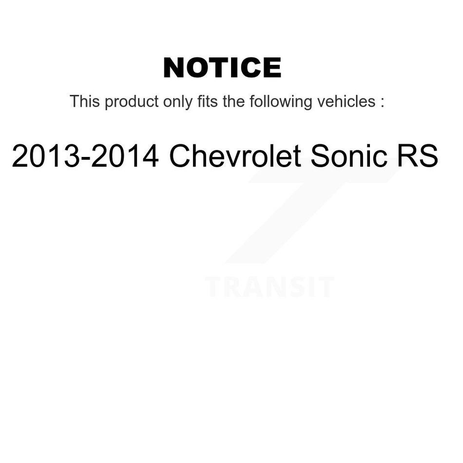 Front Disc Brake Caliper Coated Rotors And Ceramic Pads Kit For 2013-2014 Chevrolet Sonic RS KCG-100507N