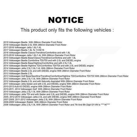 Front Brake Caliper Coat Rotor & Ceramic Pad Kit For Volkswagen Jetta Golf Beetle Rabbit KCG-100516T