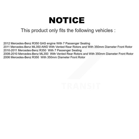 Front Disc Brake Caliper Coated Rotors And Ceramic Pads Kit For Mercedes-Benz ML350 R350 KCG-100604T