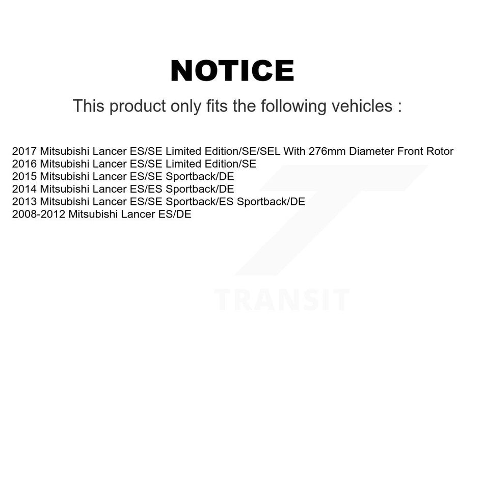Front Disc Brake Caliper Coated Rotors And Semi-Metallic Pads Kit For Mitsubishi Lancer KCG-100624S