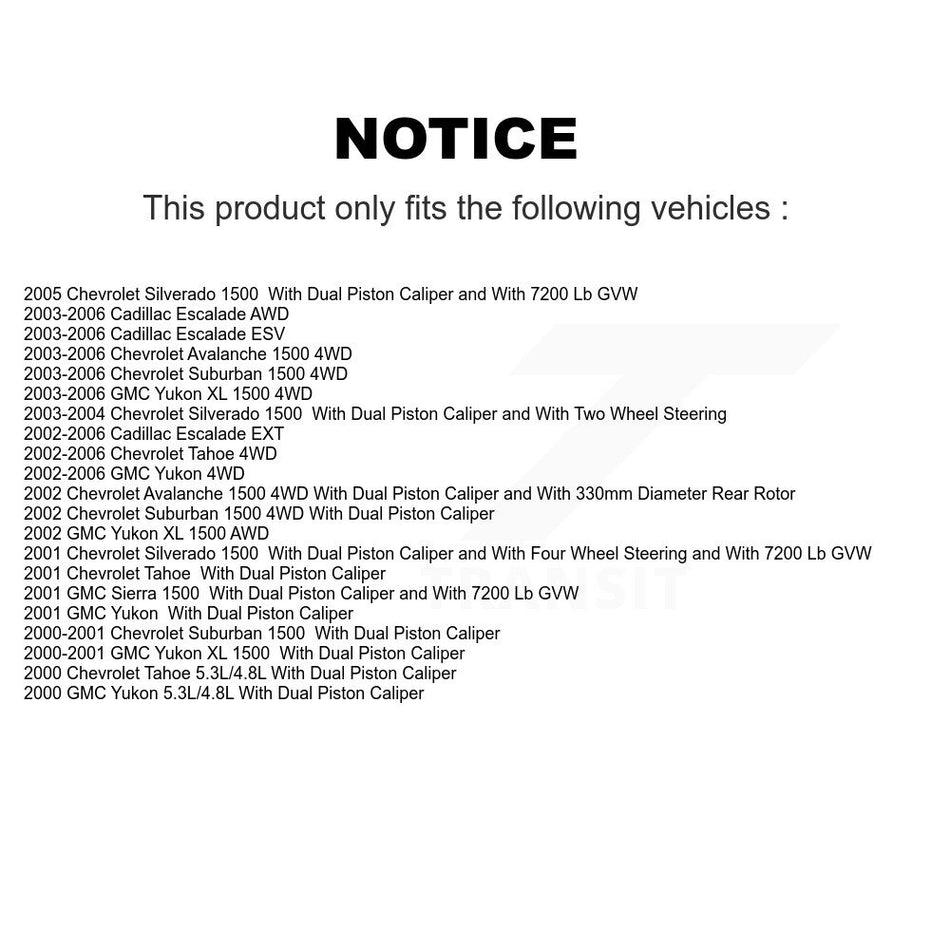 Rear Brake Caliper Coat Rotor Ceramic Pad Kit For Chevrolet Silverado 1500 GMC Avalanche KCG-100668N