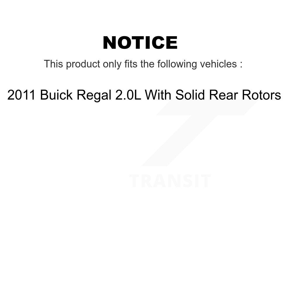 Front Brake Caliper Coat Rotor Ceramic Pad Kit For 11 Buick Regal With Solid Rear Rotors KCG-100682C