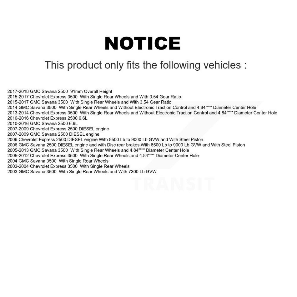 Rear Disc Brake Caliper Coated Rotors And Ceramic Pads Kit For Chevrolet Express 3500 2500 GMC Savana KCG-100682N