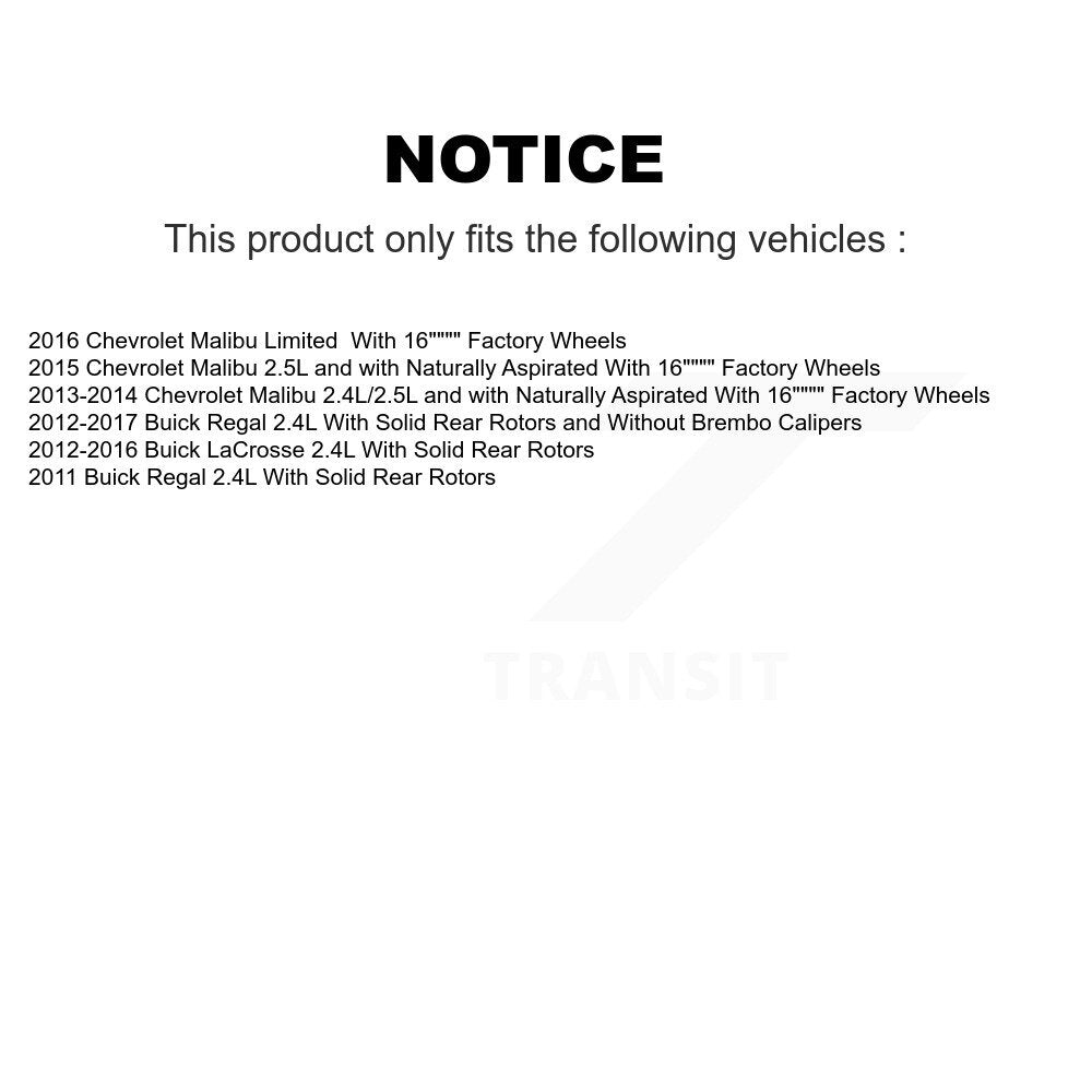 Front Brake Caliper Coat Rotor Ceramic Pad Kit For Chevrolet Malibu Buick Regal LaCrosse KCG-100694T