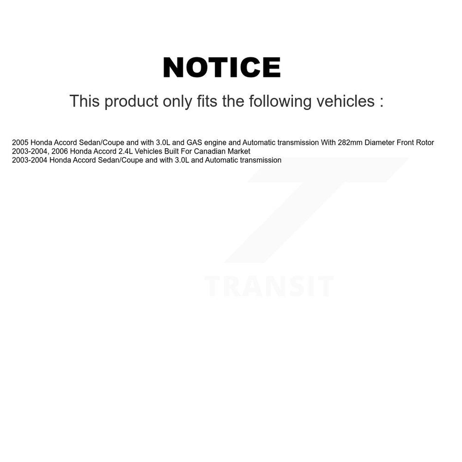 Front Disc Brake Caliper Coated Rotors And Semi-Metallic Pads Kit For Honda Accord KCG-100703S