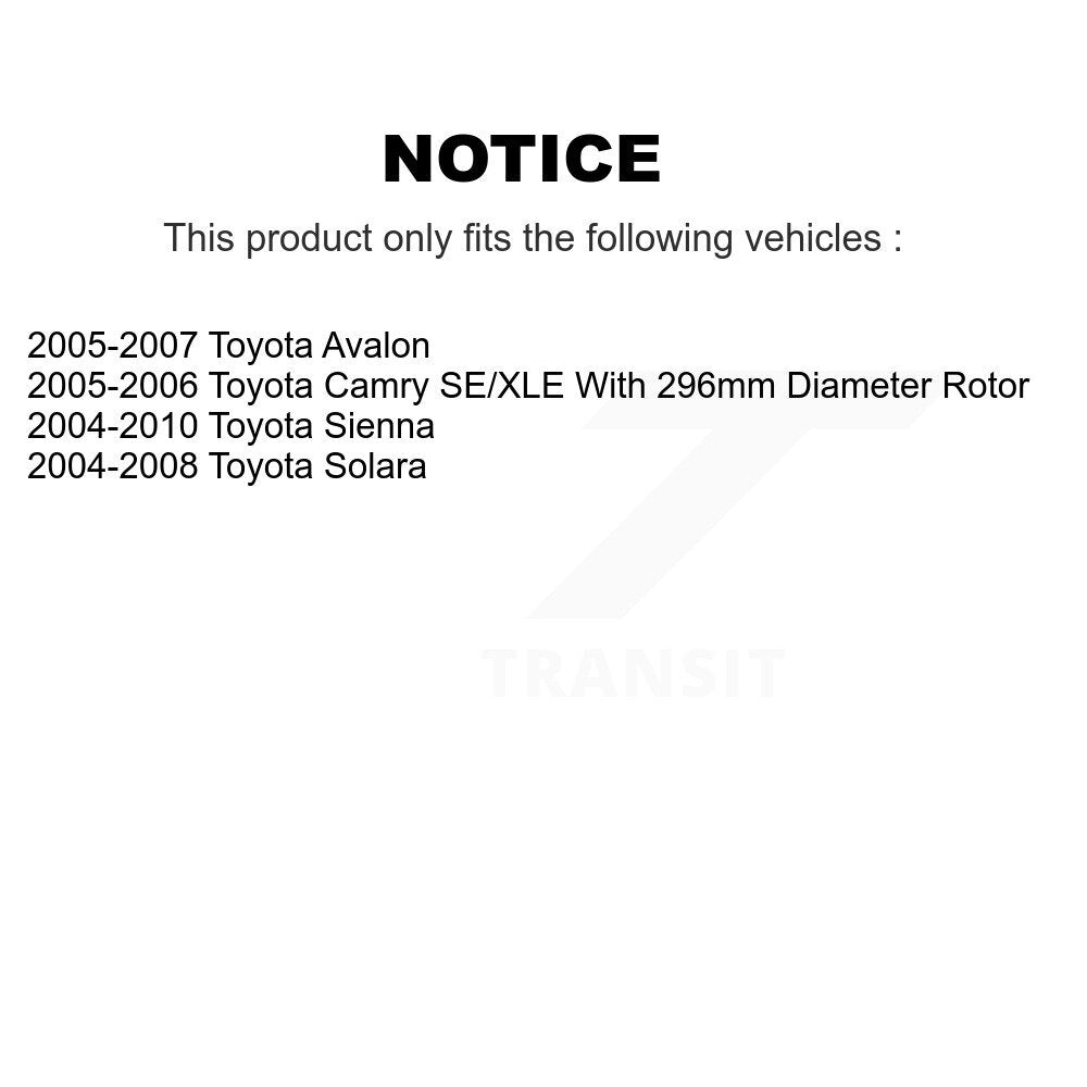 Front Disc Brake Caliper Coat Rotor Semi-Metallic Pad Kit For Toyota Sienna Camry Solara KCG-100708P