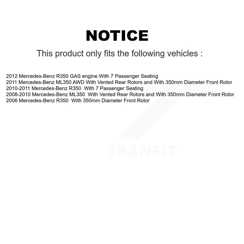 Front Disc Brake Caliper Coat Rotor & Semi-Metallic Pad Kit For Mercedes-Benz ML350 R350 KCG-100711P