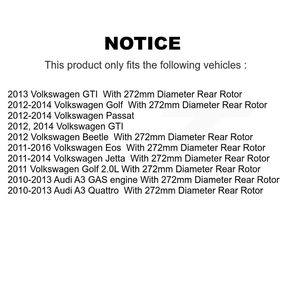 Rear Disc Brake Caliper Coated Rotors And Semi-Metallic Pads Kit For Volkswagen Jetta Passat Golf GTI Beetle Eos Audi A3 Quattro KCG-100730N
