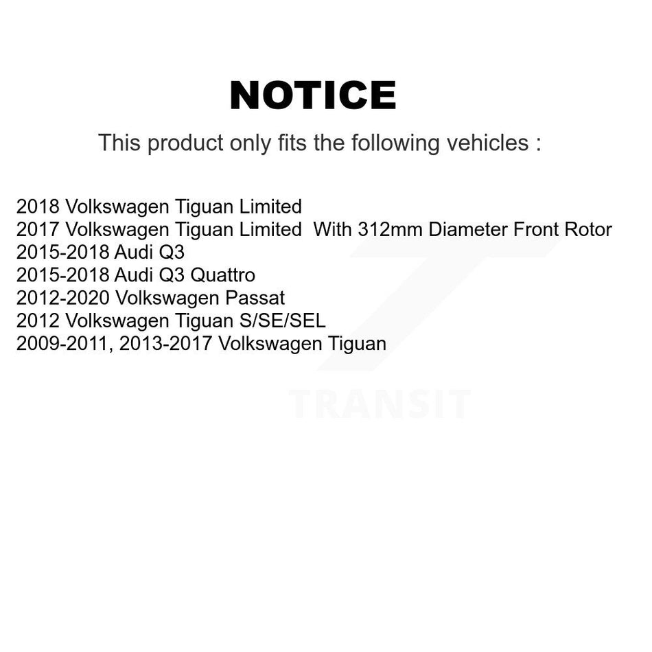 Front Brake Caliper Coat Rotor & Semi-Metallic Pad Kit For Volkswagen Tiguan Passat Audi KCG-100760P