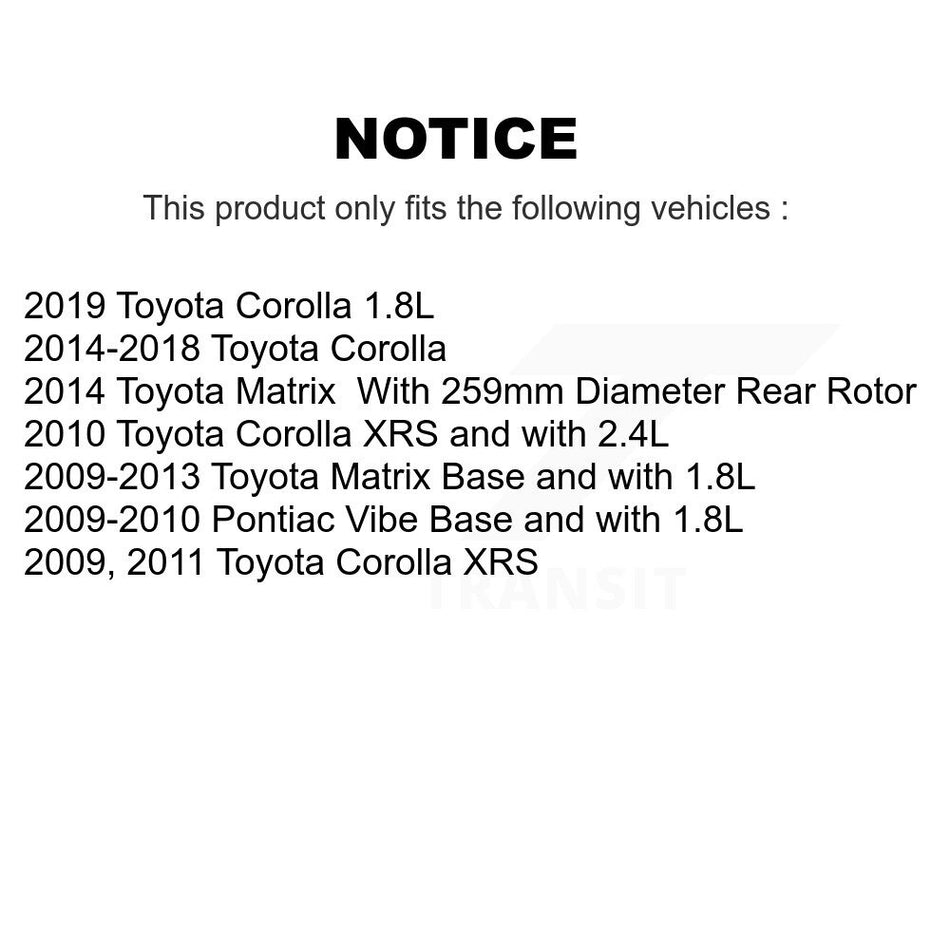 Rear Brake Caliper Coat Rotor And Ceramic Pad Kit For Toyota Corolla Matrix Pontiac Vibe KCG-100766N
