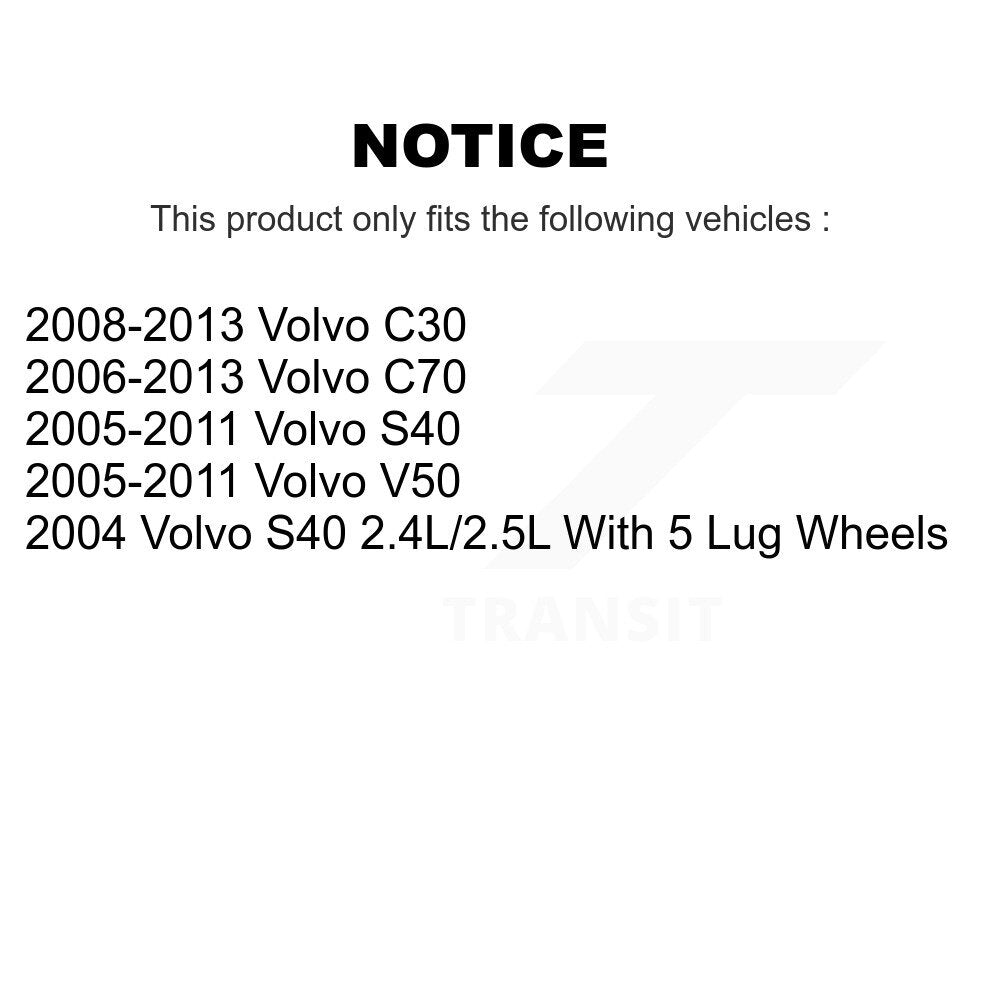 Rear Disc Brake Caliper Coated Rotor And Semi-Metallic Pad Kit For Volvo S40 C30 V50 C70 KCG-100777N