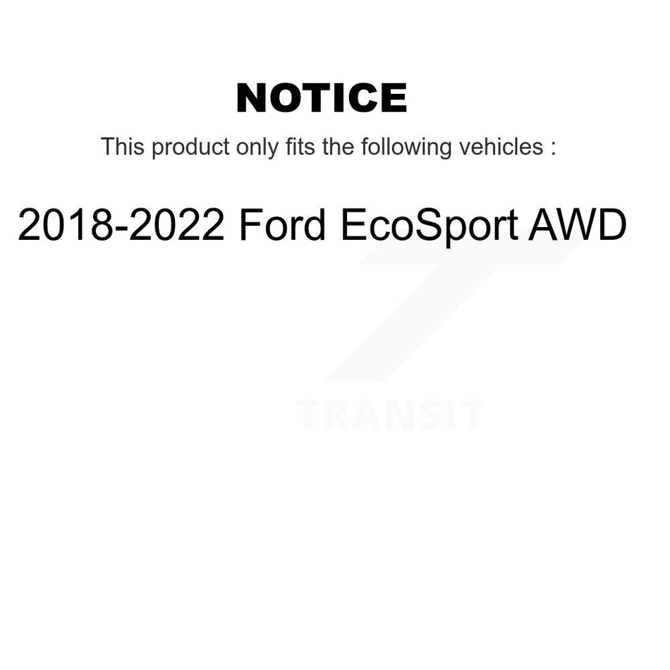Rear Disc Brake Caliper Coated Rotors And Ceramic Pads Kit For 2018-2022 Ford EcoSport AWD KCG-100789N