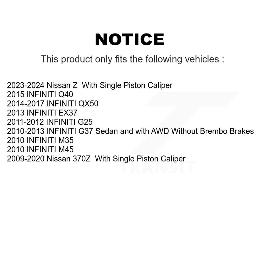 Rear Disc Brake Caliper Coated Rotors And Ceramic Pads Kit For 2010 Nissan 370Z Base Touring Without Sport Package KCG-100829N